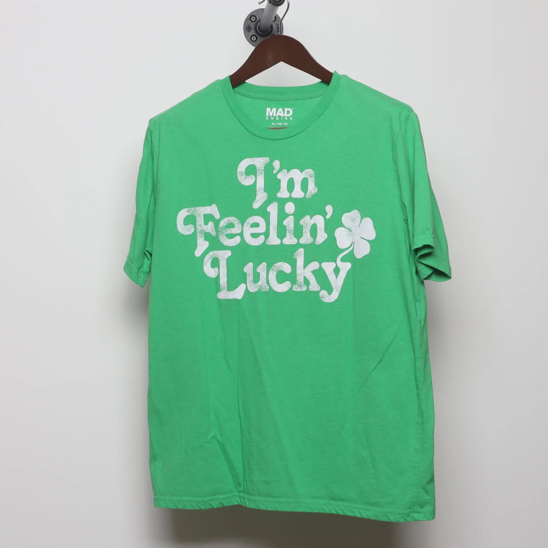 Front view of Vintage Y2K Mad Engine "I'm Feelin' Lucky" T-Shirt - L
