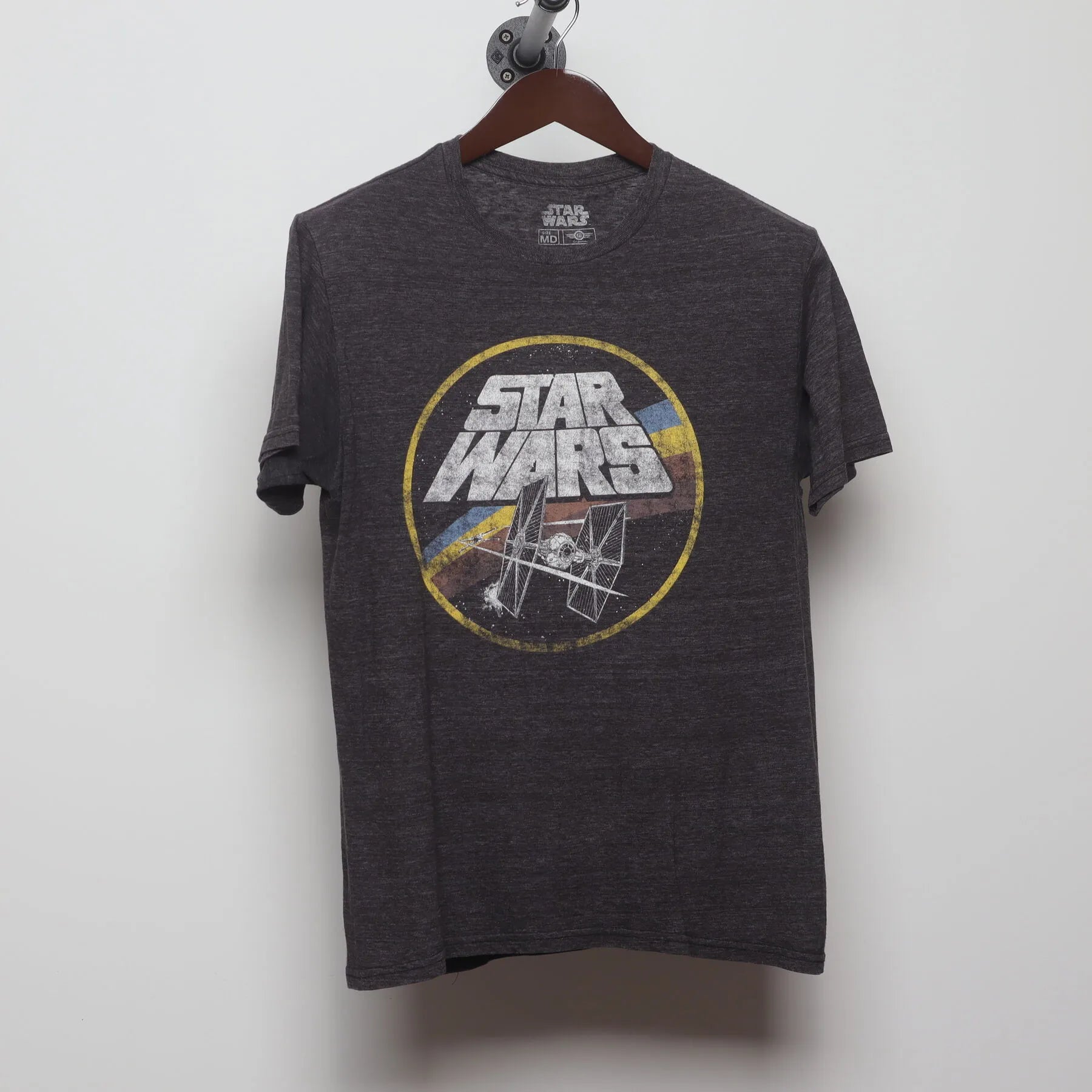 Front view of Vintage 1970s Star Wars "TIE Fighter Logo" T-Shirt - S