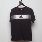 Front view of Vintage Y2K Adidas "Pixelated Bar Logo" T-Shirt - L