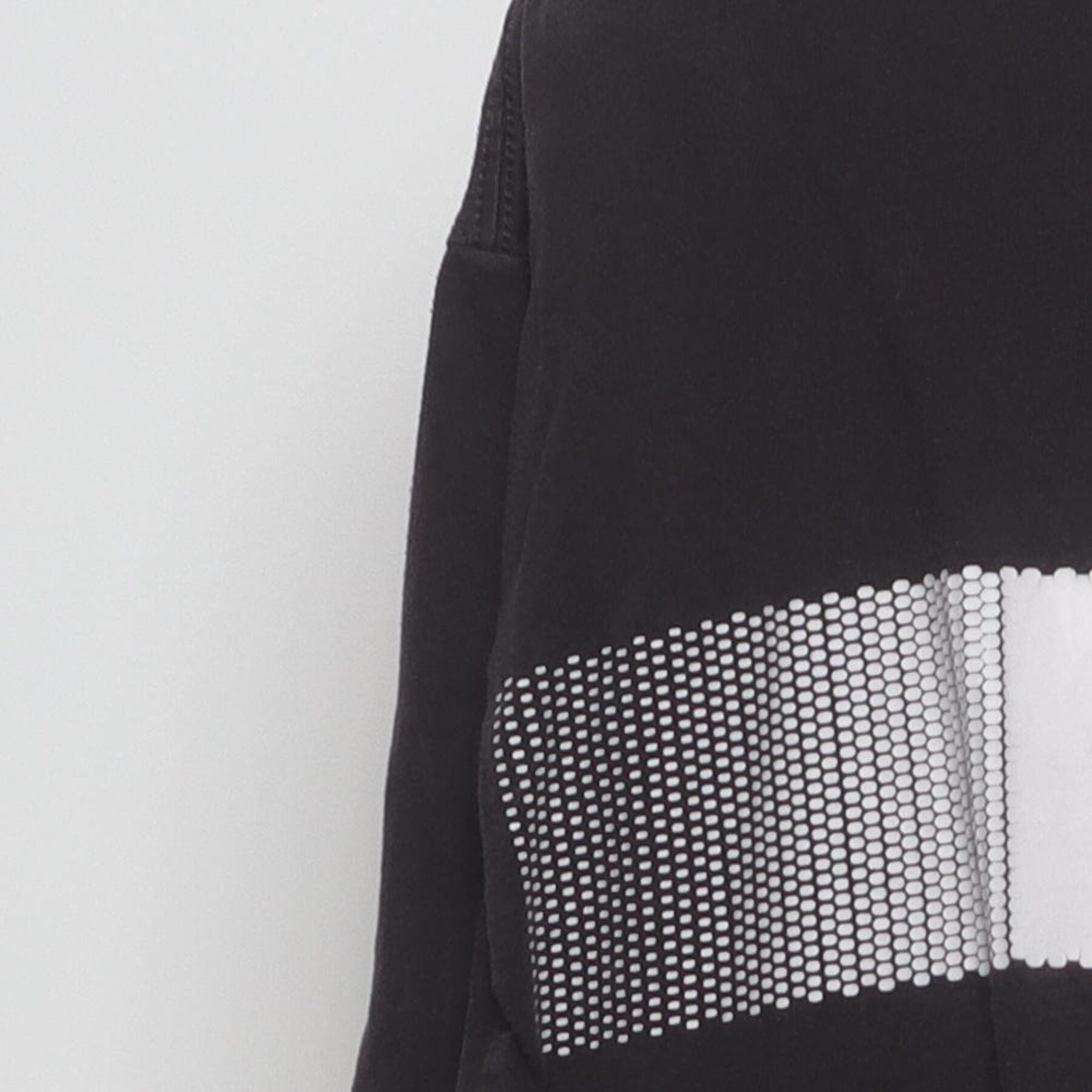 Close-up of the Left sleeve on the Vintage Y2K Adidas "Pixelated Bar Logo" T-Shirt - L