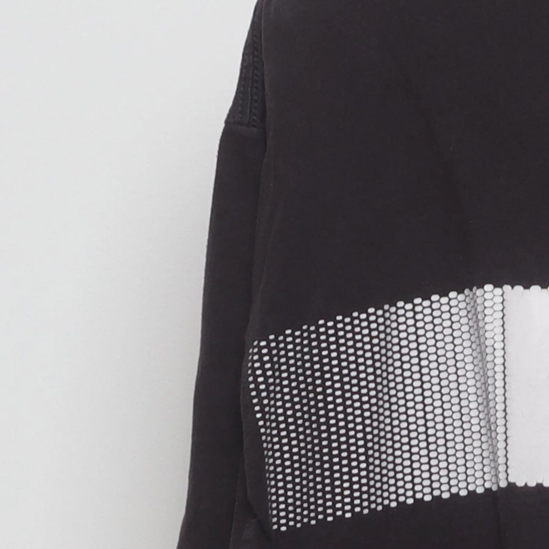 Close-up of the Left sleeve on the Vintage Y2K Adidas "Pixelated Bar Logo" T-Shirt - L