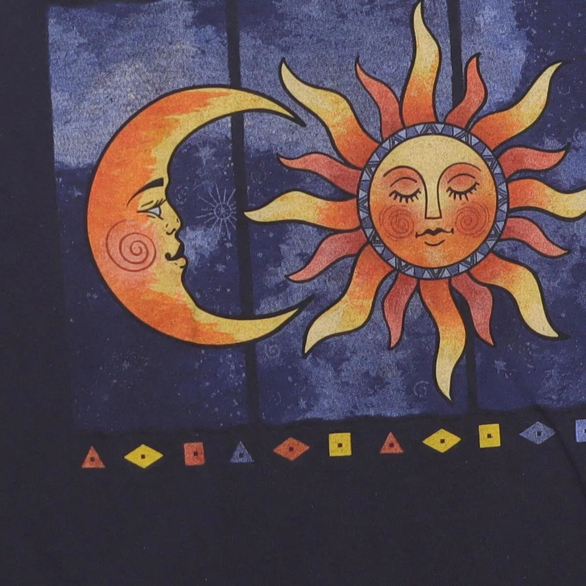 Close-up of the main graphic on the Vintage Y2K Anvil "Celestial Sun & Moon" T-Shirt - L