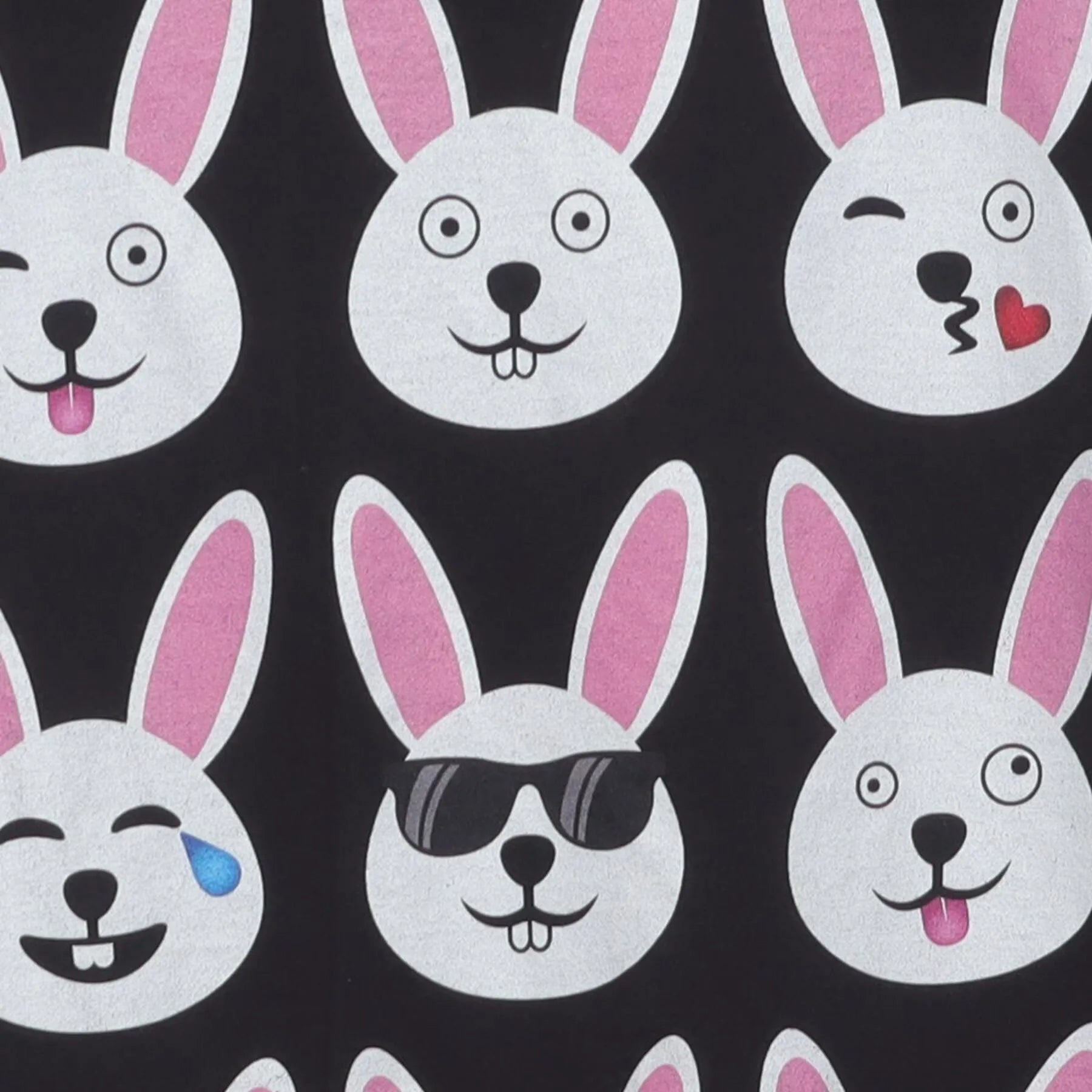 Close-up of the main graphic on the Vintage Y2K Gildan "Bunny Emojis" T-Shirt - S