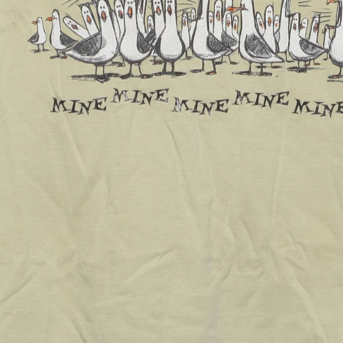 Close-up of the main graphic on the Vintage Y2K Disney / Pixar "Finding Nemo Mine Mine" T-Shirt - XL