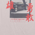 Close-up of the main graphic on the Vintage Y2K Fashion Nova "Live Fast Luxury Dreams" T-Shirt - L