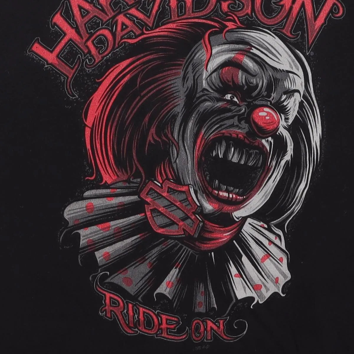 Close-up of the main graphic on the Vintage Y2K Harley-Davidson "Evil Clown" T-Shirt - XXL