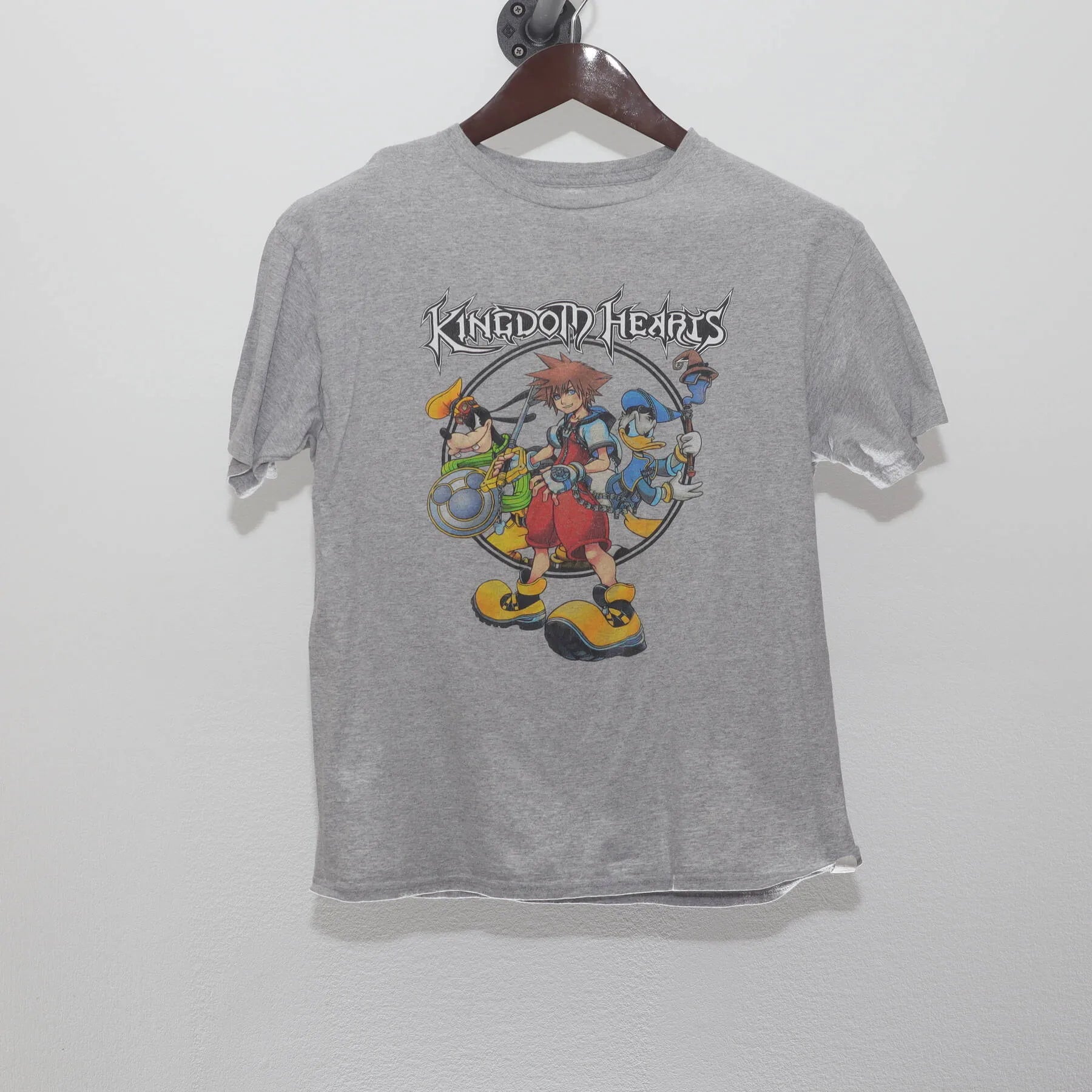 Front view of Vintage Y2K Kingdom Hearts "Sora, Donald & Goofy" T-Shirt - XS