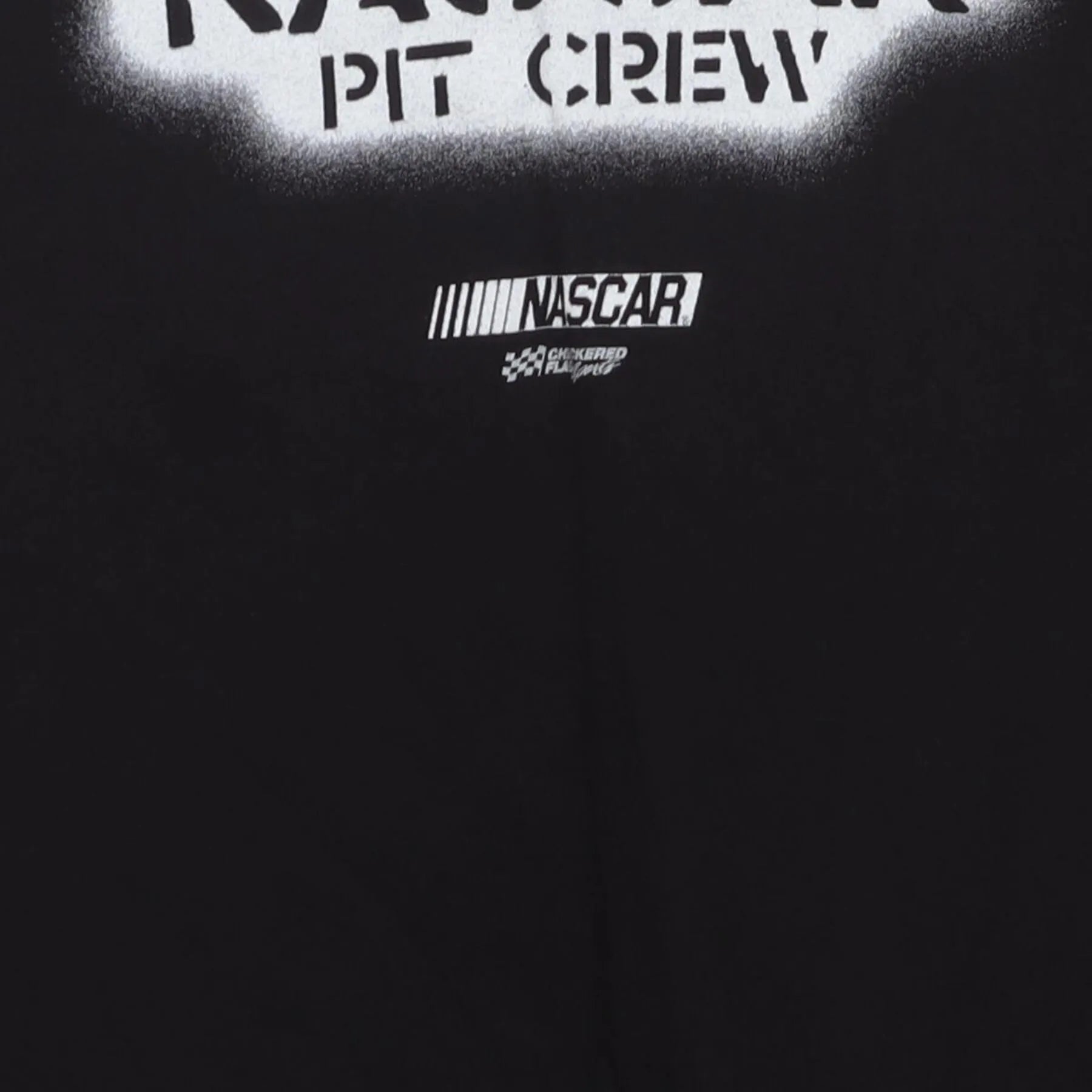 Close-up of the main graphic on the Vintage Y2K NASCAR "Pit Crew" T-Shirt - L