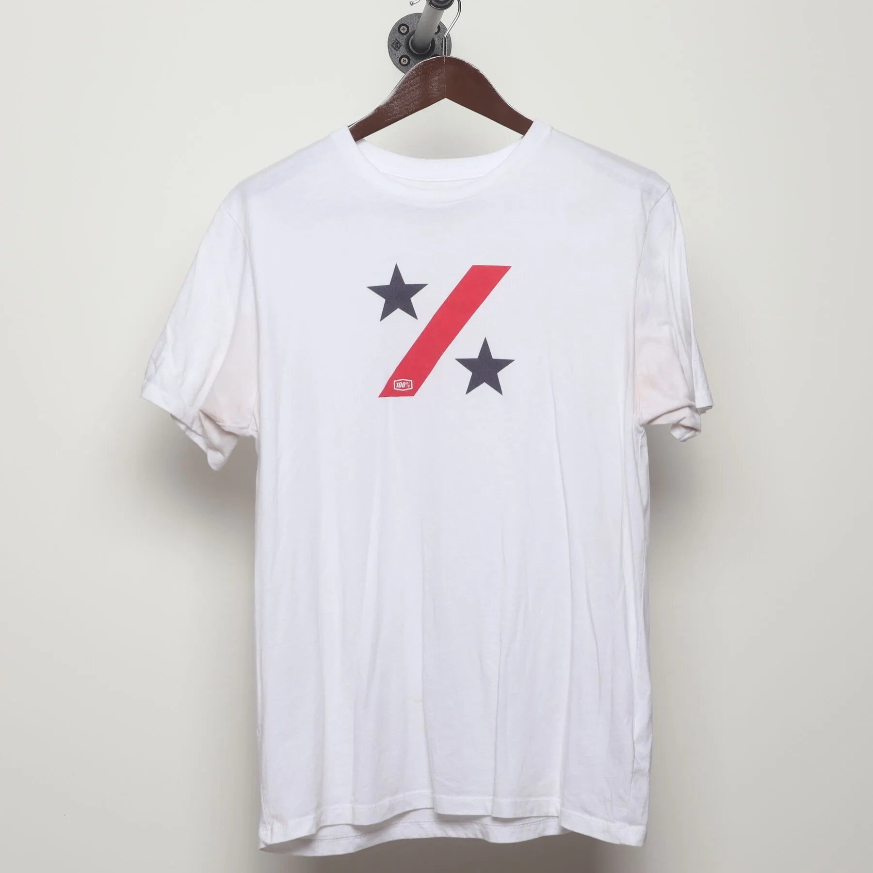 Front view of Vintage Y2K 100% "Stars & Slash" T-Shirt - M