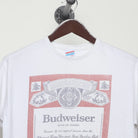 Close-up of the collar and tag on the 2010s Budweiser Beer Label Graphic Tee L