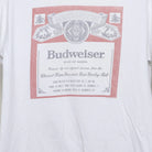 Close-up of the main graphic on the 2010s Budweiser Beer Label Graphic Tee L