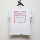 Front view of 2010s Budweiser Beer Label Graphic Tee L