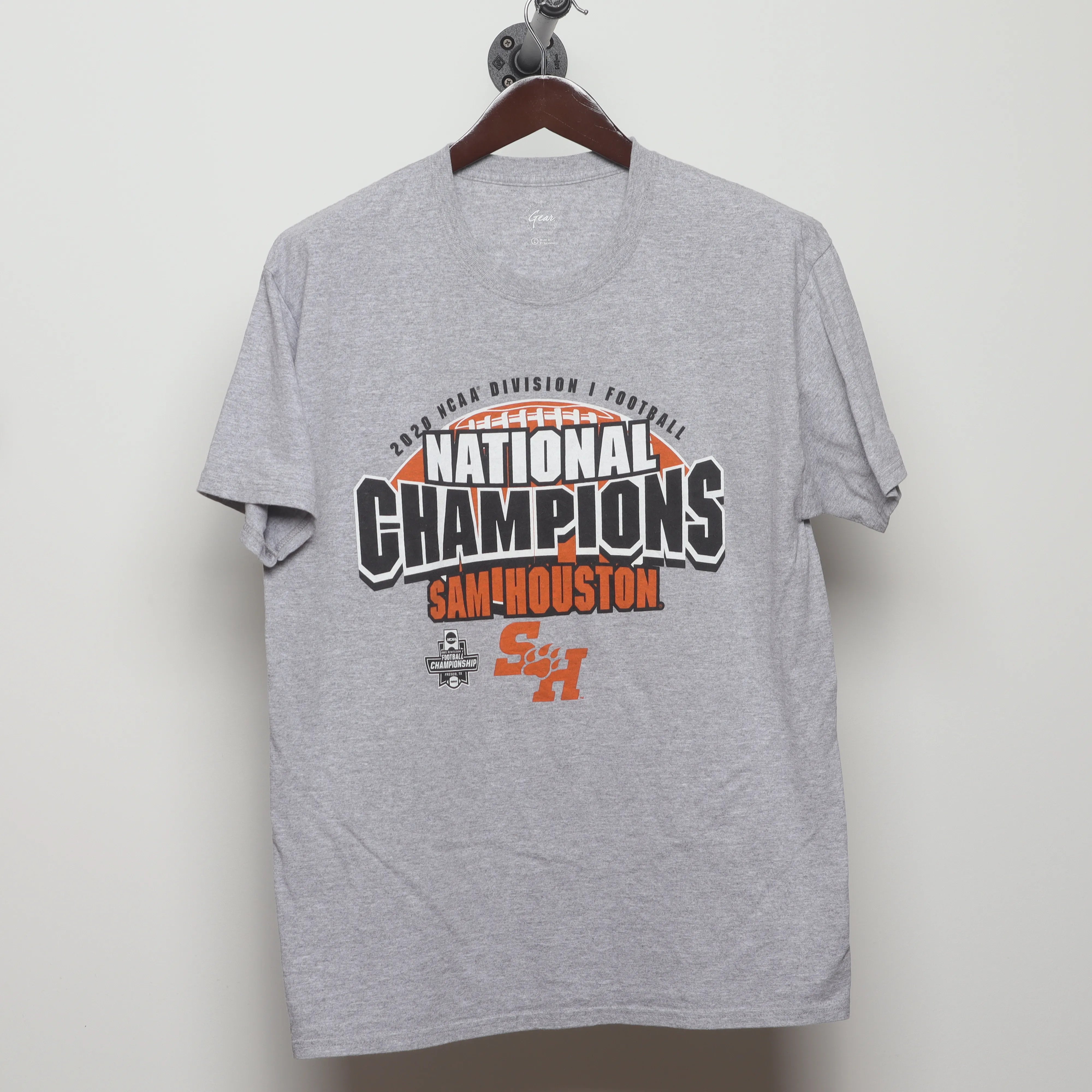 Front view of 2020s Sam Houston NCAA Champions Football Tee L