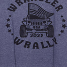 Close-up of the main graphic on the Vintage 2020s Jeep "Wrangler Rally 2023" T-Shirt - L