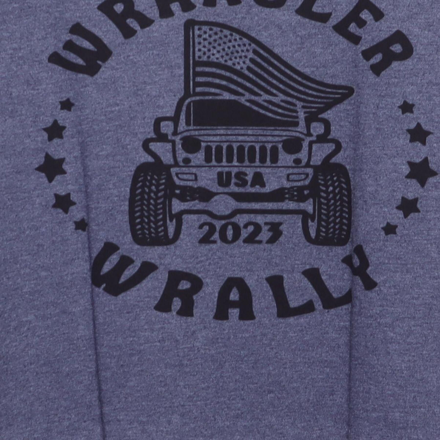 Close-up of the main graphic on the Vintage 2020s Jeep "Wrangler Rally 2023" T-Shirt - L