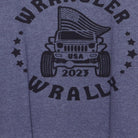 Close-up of the main graphic on the Vintage 2020s Jeep "Wrangler Rally 2023" T-Shirt - L