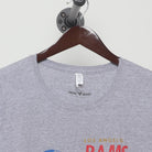 Collar and tag of Vintage 1970s Los Angeles Rams "Throwback Quarterback Graphic" T-Shirt - M