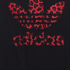 Close-up of the main graphic on the Vintage Y2K Adidas "Red Leopard Trefoil Logo" T-Shirt - XL
