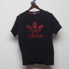 Front view of Vintage Y2K Adidas "Red Leopard Trefoil Logo" T-Shirt - XL