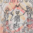 Close-up of the main graphic on the Vintage Y2K Billabong "Dancing Skeletons" T-Shirt - L