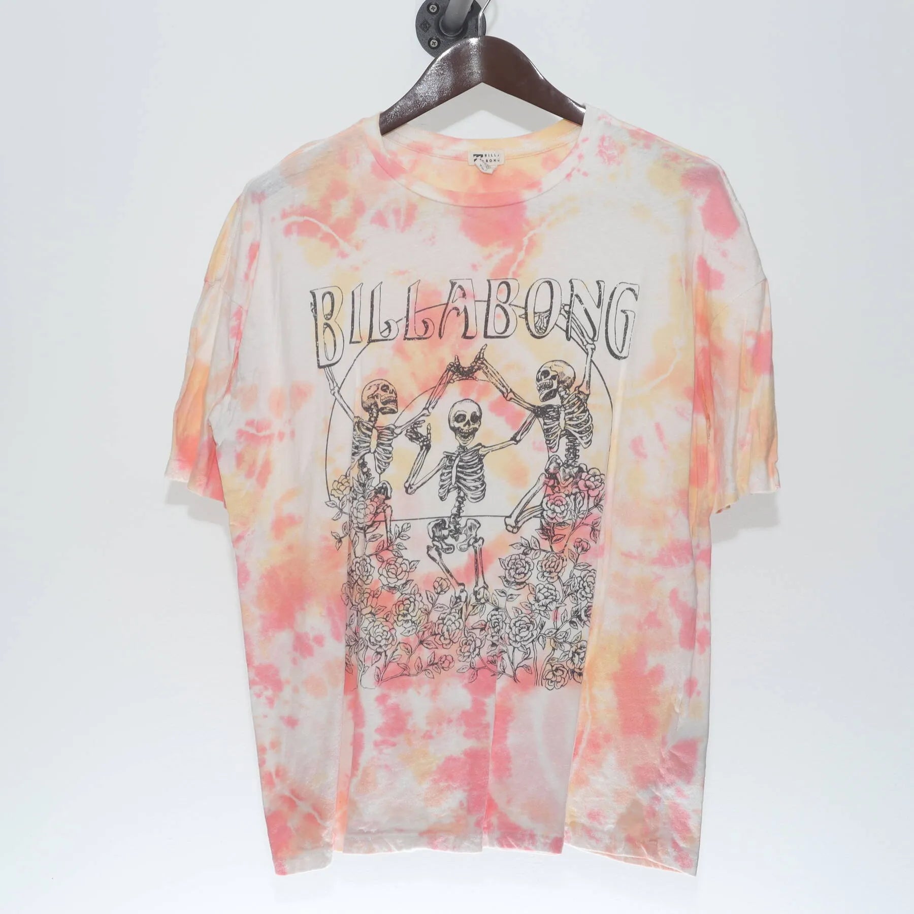 Front view of Vintage Y2K Billabong "Dancing Skeletons" T-Shirt - L