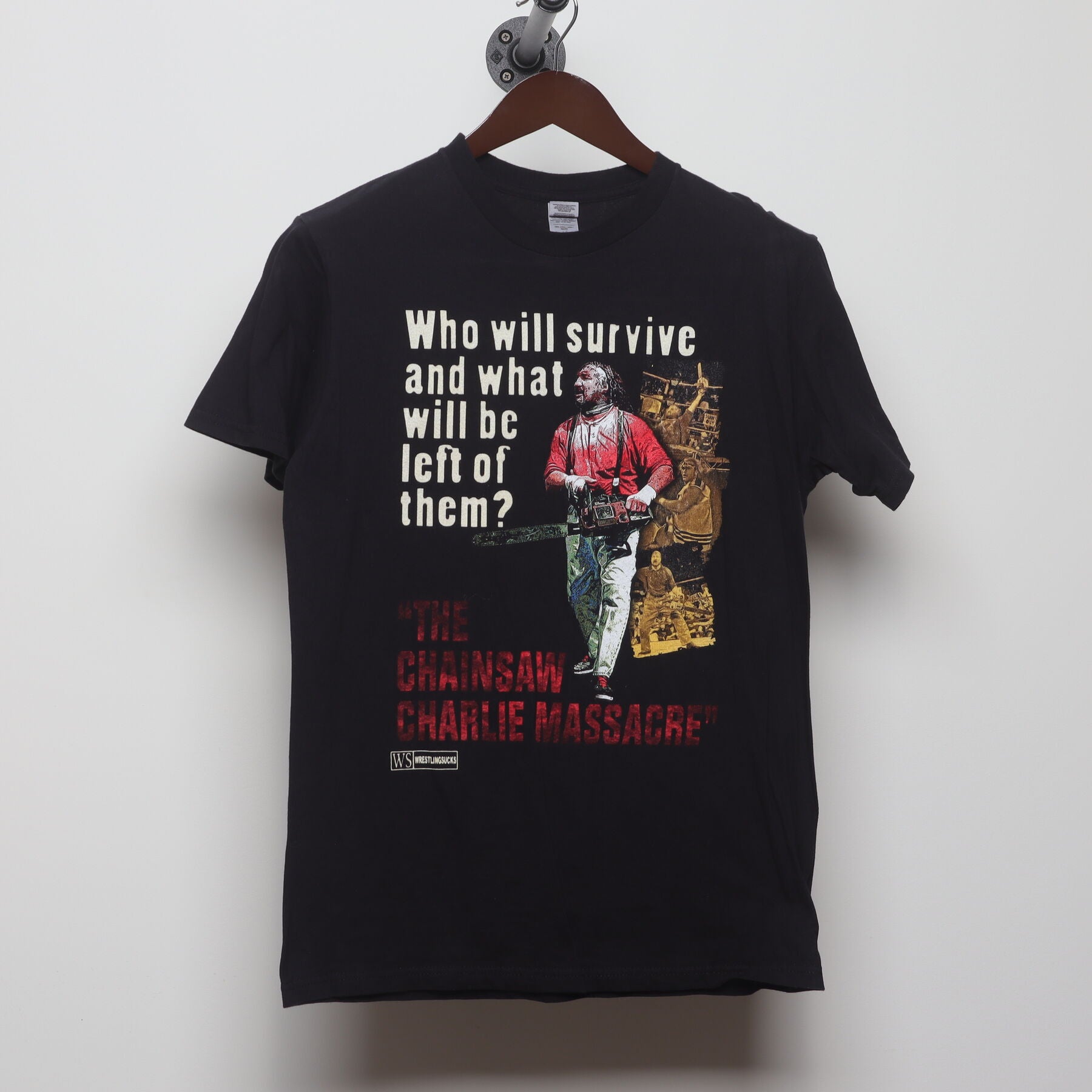 Front view of Vintage Y2K WWF "The Chainsaw Charlie Massacre" T-Shirt - M