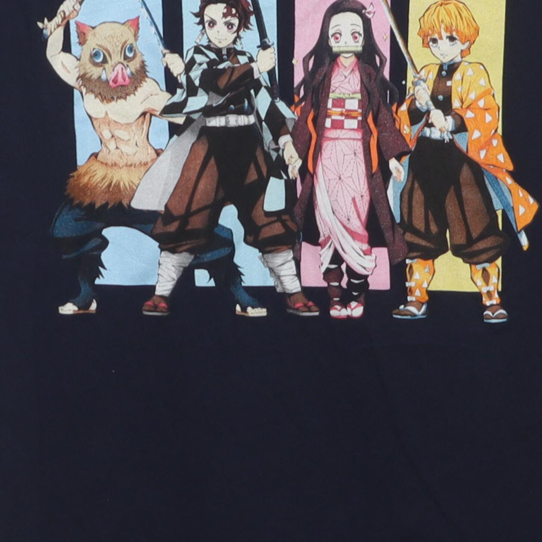 Close-up of the main graphic on the Vintage 2020s Demon Slayer "Tanjiro, Nezuko & Crew" T-Shirt - S