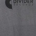 Close-up of the main graphic on the Vintage Y2K Divider Records "Record Logo" T-Shirt - S