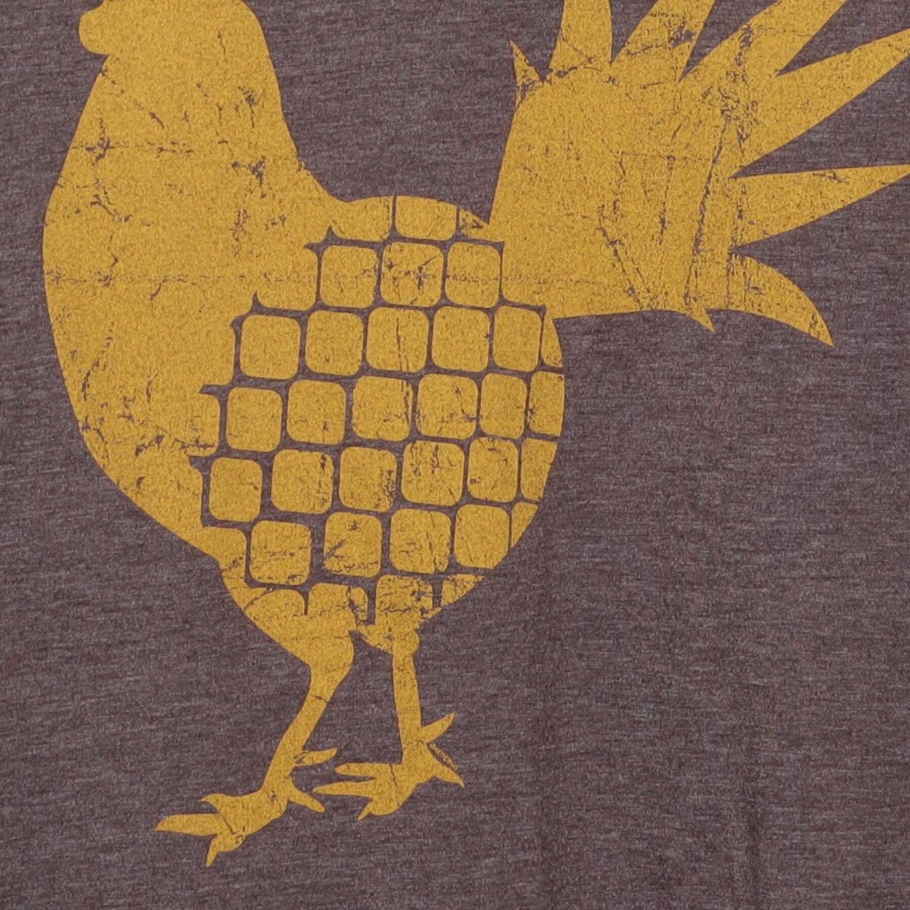 Close-up of the main graphic on the Vintage Y2K Dole Plantation "Pineapple Rooster" T-Shirt - M