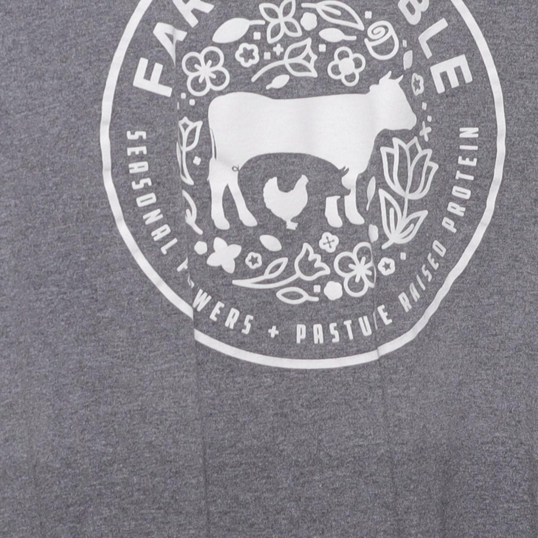 Close-up of the main graphic on the Vintage Y2K Farm + Table "Pasture Raised" T-Shirt - S