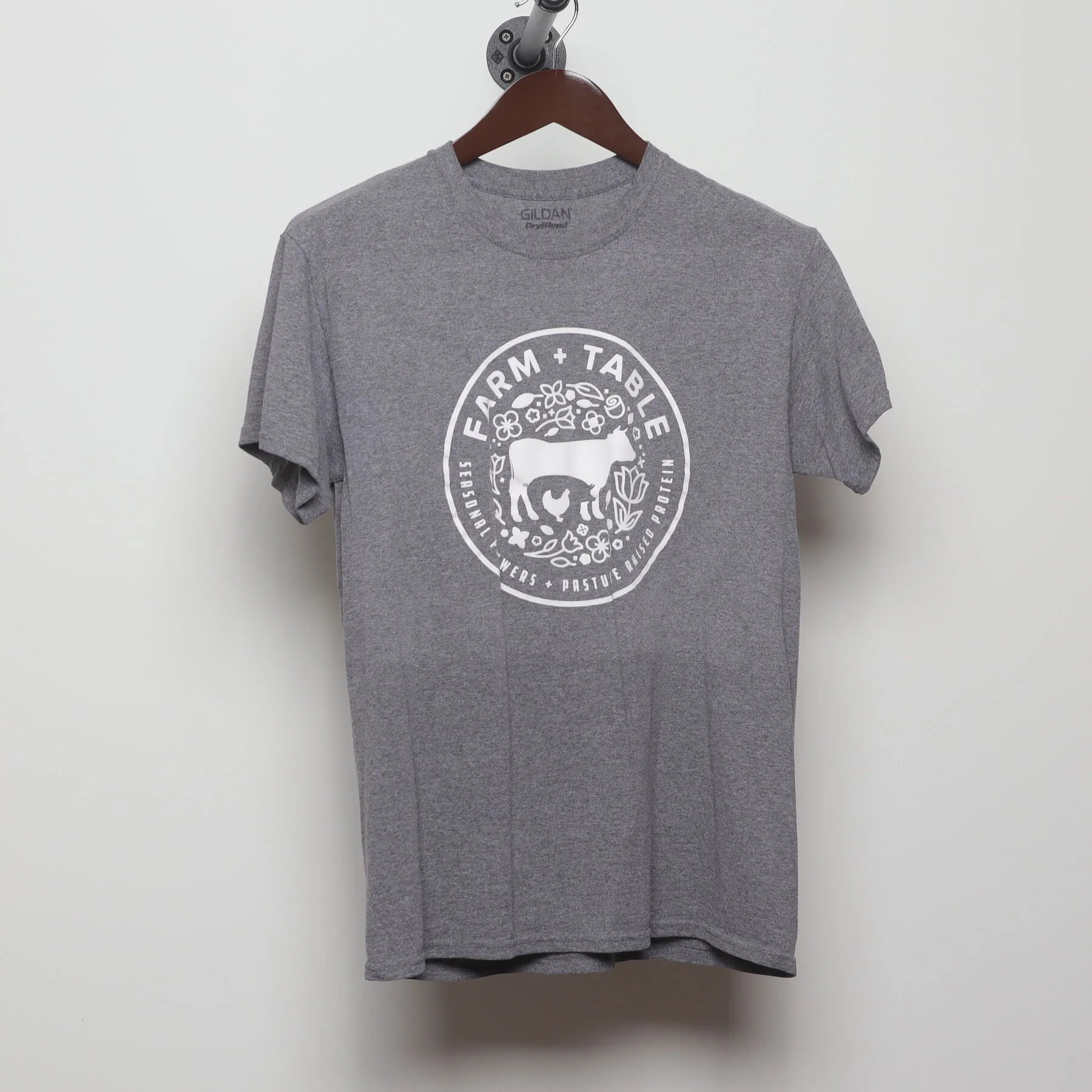 Front view of Vintage Y2K Farm + Table "Pasture Raised" T-Shirt - S