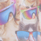 Close-up of the main graphic on the Vintage Y2K-Era The Mountain "Cats in Sunglasses" All Over Print T-Shirt - M