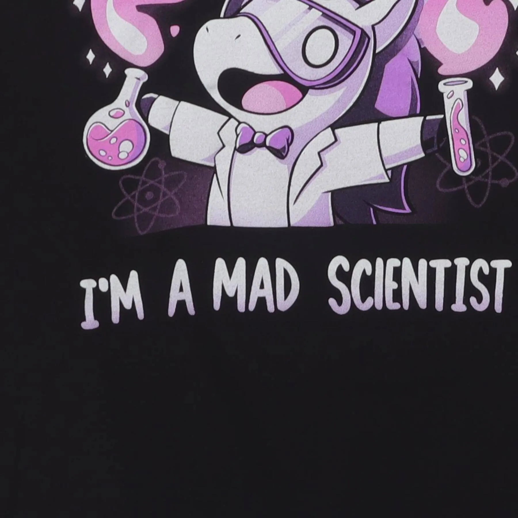 Close-up of the Right sleeve on the Vintage Y2K Graphic "Mad Scientist Unicorn" T-Shirt - S
