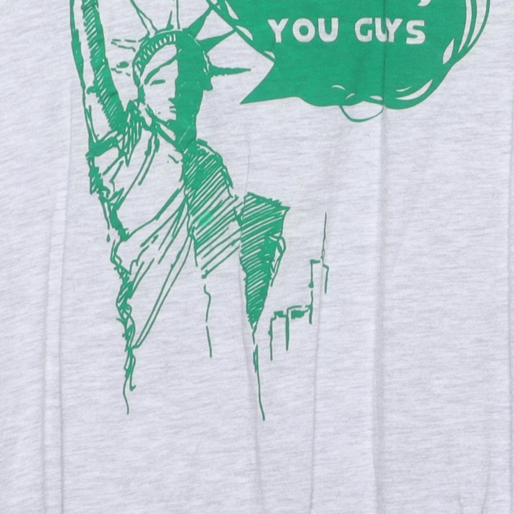 Close-up of the main graphic on the Vintage Y2K Statue of Liberty "WTF, You Guys" T-Shirt - L