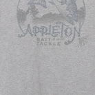 Close-up of the main graphic on the Vintage Y2K G.H. Bass & Co. "Appleton Bait + Tackle" T-Shirt - L