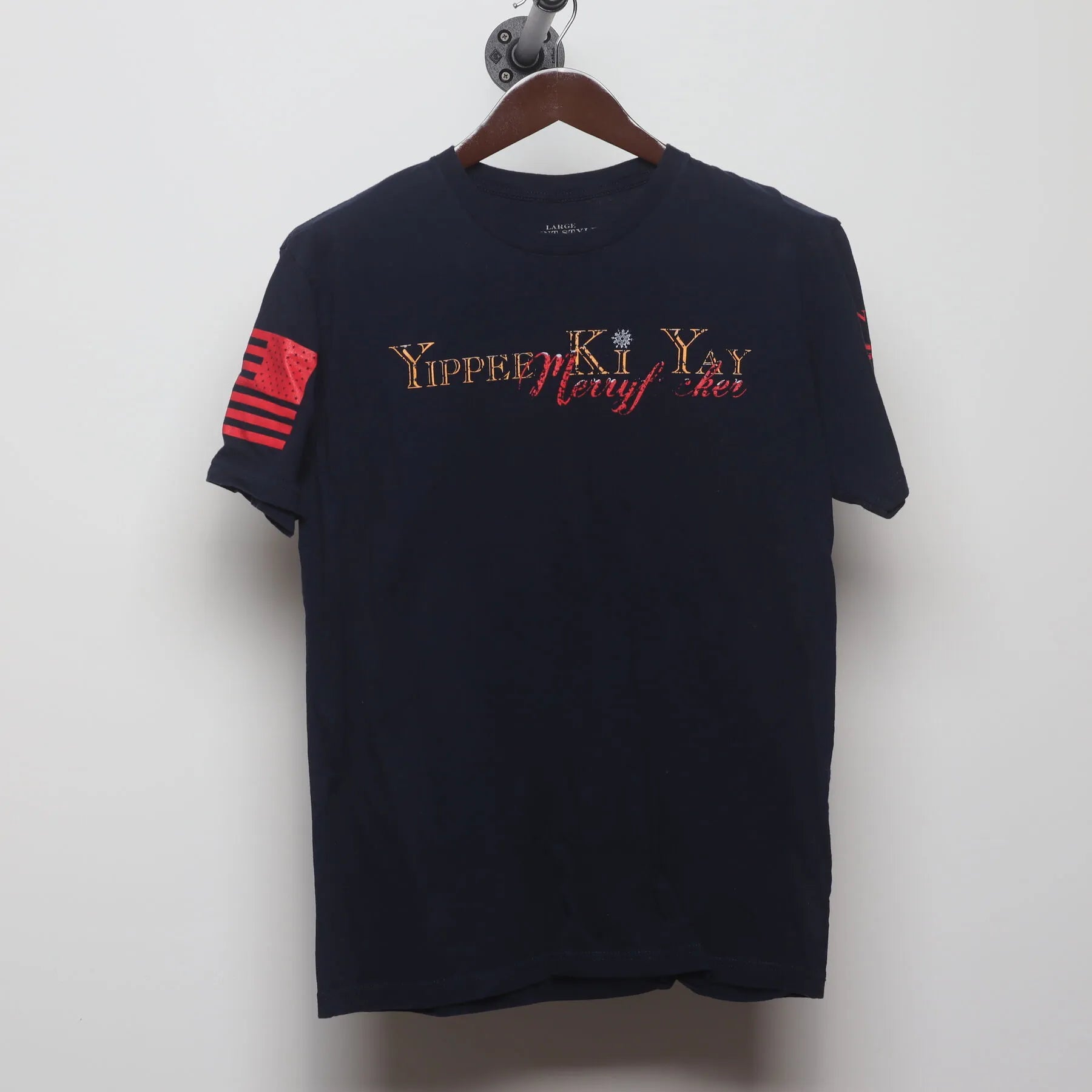 Front view of Vintage Y2K Die Hard "Yippee Ki Yay Merry F**ker" T-Shirt - M
