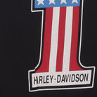 Close-up of the main graphic on the Vintage Y2K Harley-Davidson "#1 USA Flag" T-Shirt - S