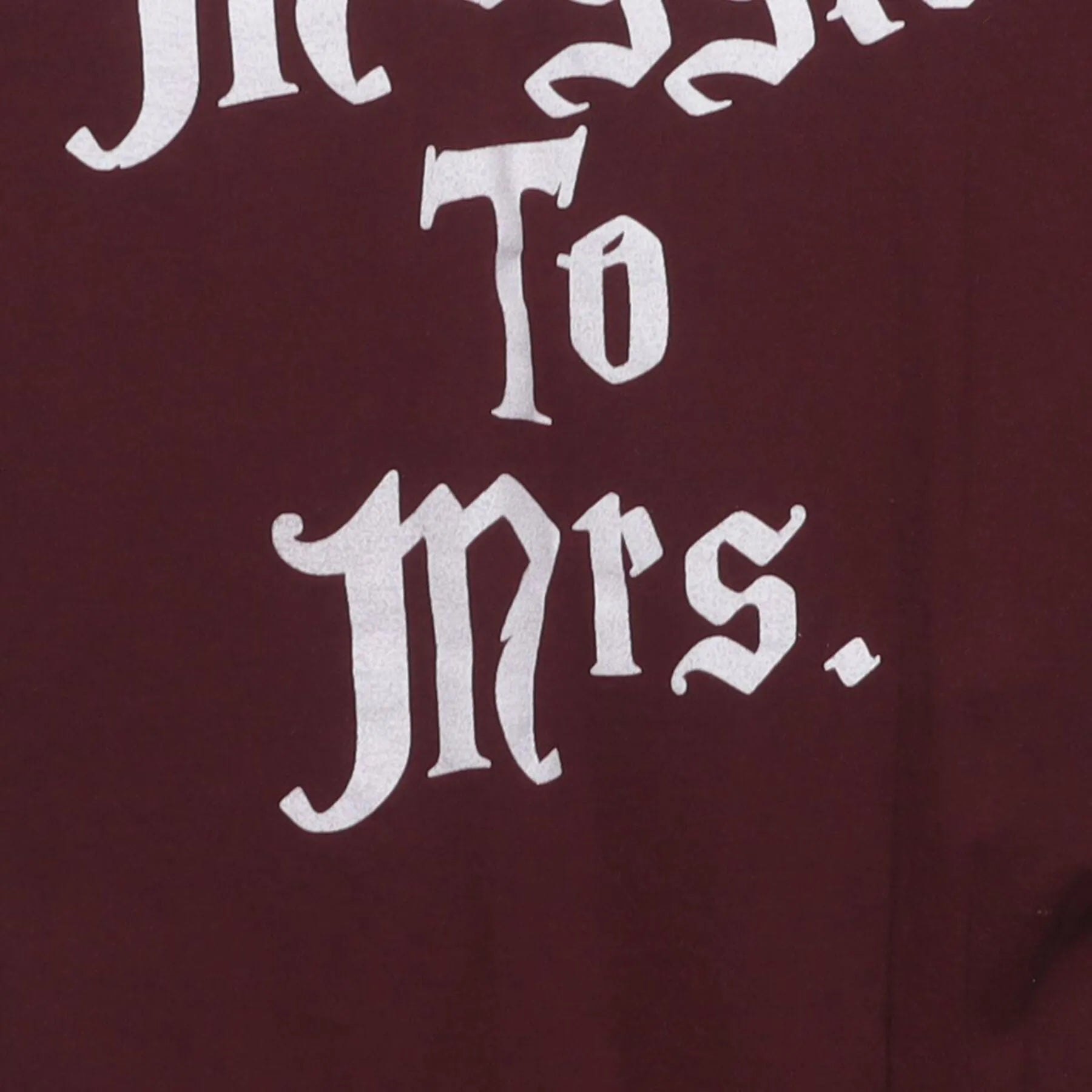 Close-up of the main graphic on the Vintage Y2K Harry Potter "Muggle To Mrs." T-Shirt - M