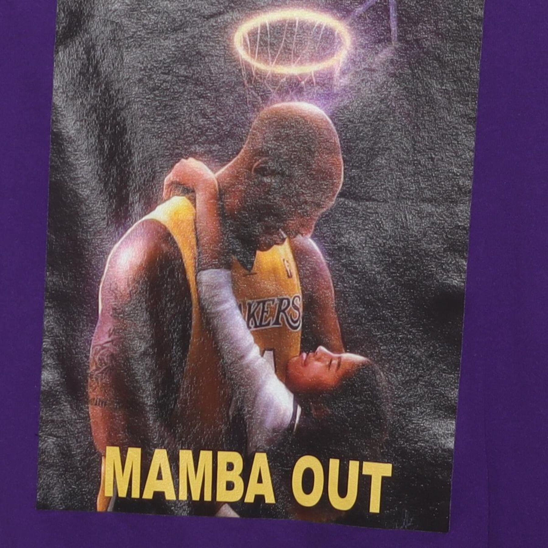 Close-up of the main graphic on the Vintage Y2K Kobe Bryant "Mamba Out" T-Shirt - S