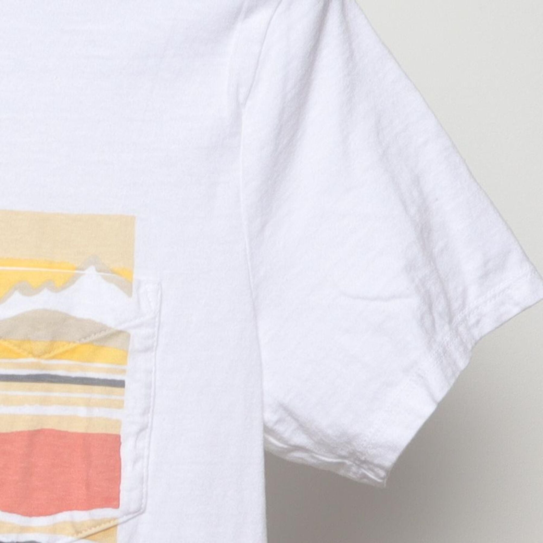Close-up of the Right sleeve on the Vintage Y2K Levi's x Outerknown "Abstract Sunset Landscape" T-Shirt - S