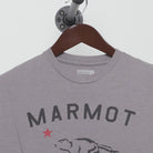 Close-up of the collar and tag on the Vintage Y2K Marmot "Marmot Republic" T-Shirt - M