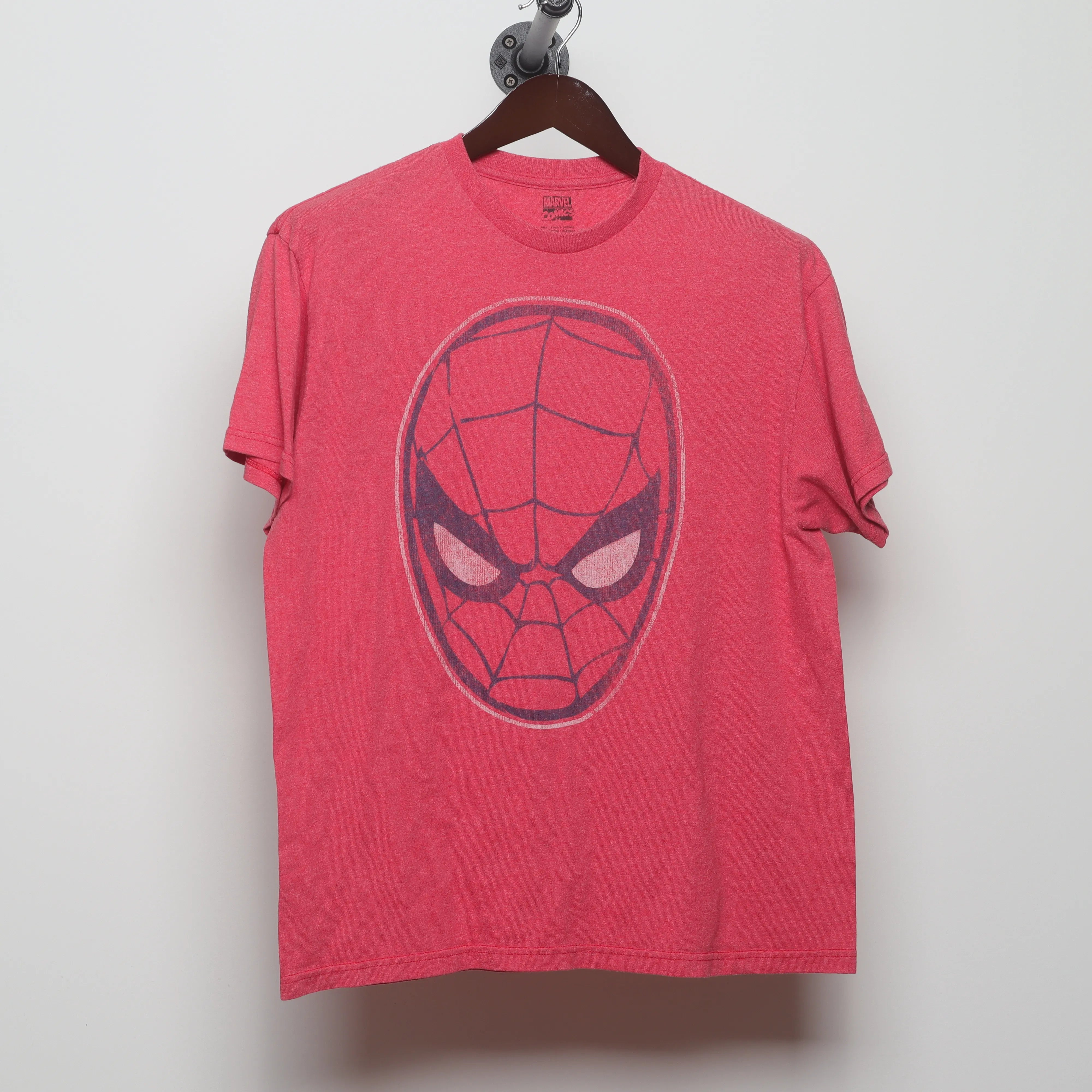 Front view of Marvel Spider-Man Retro Faded Graphic T-Shirt L