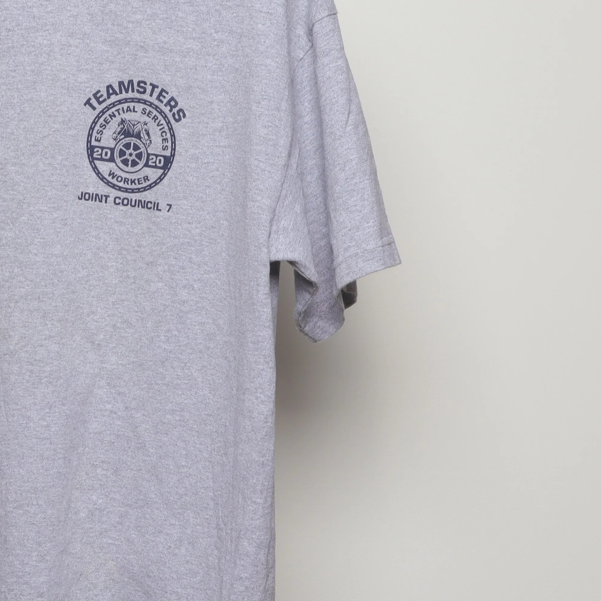 Close-up of the sleeve on the Modern 2020s Teamsters Essential Worker Tee L