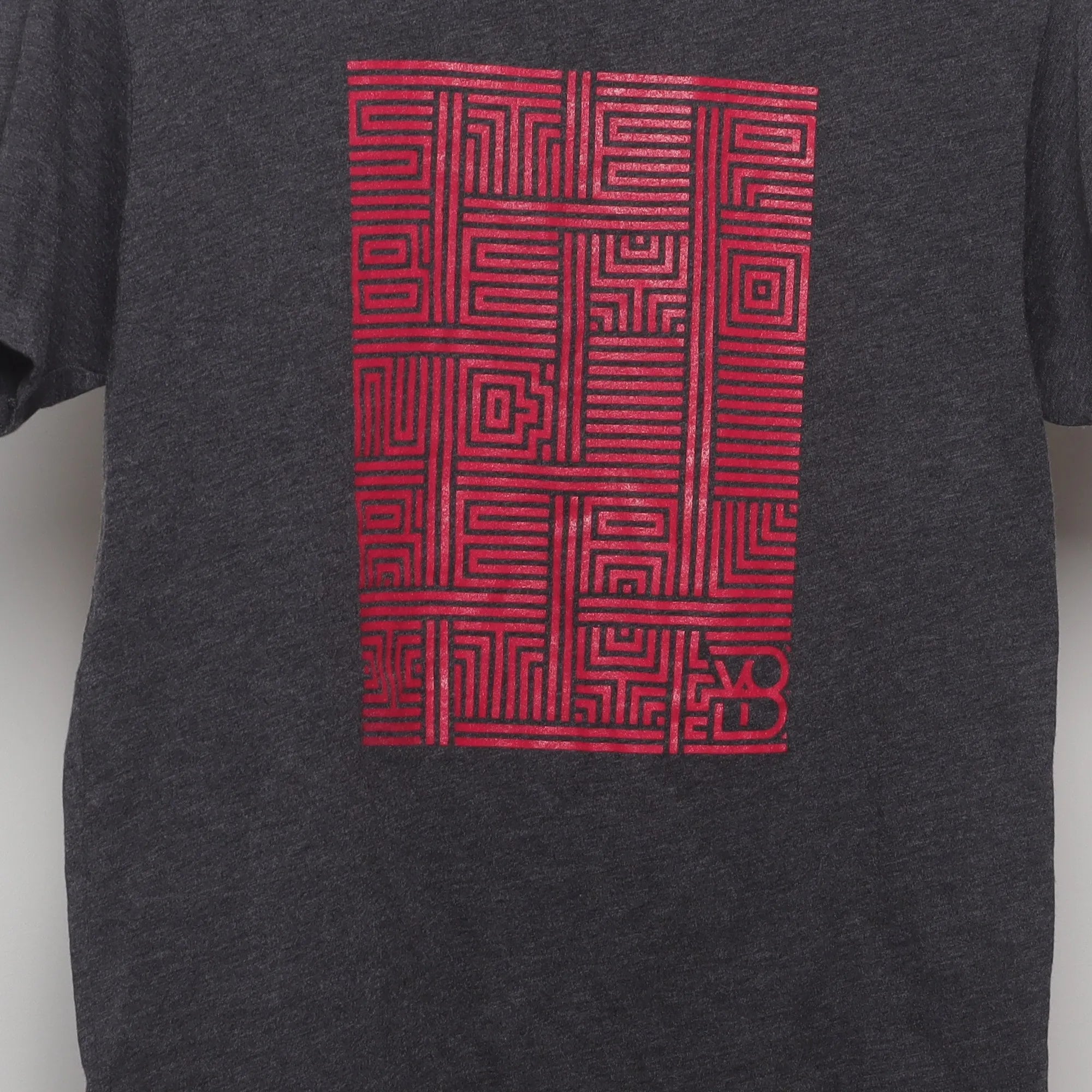 Close-up of the main graphic on the Modern Beyond Reality Maze Graphic T-Shirt M