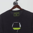 Close-up of the collar and tag on the Modern Chartreuse Liqueur Graphic T-Shirt L