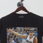 Close-up of the collar and tag on the Modern Dirk Nowitzki Shoot First Mafia T-Shirt M