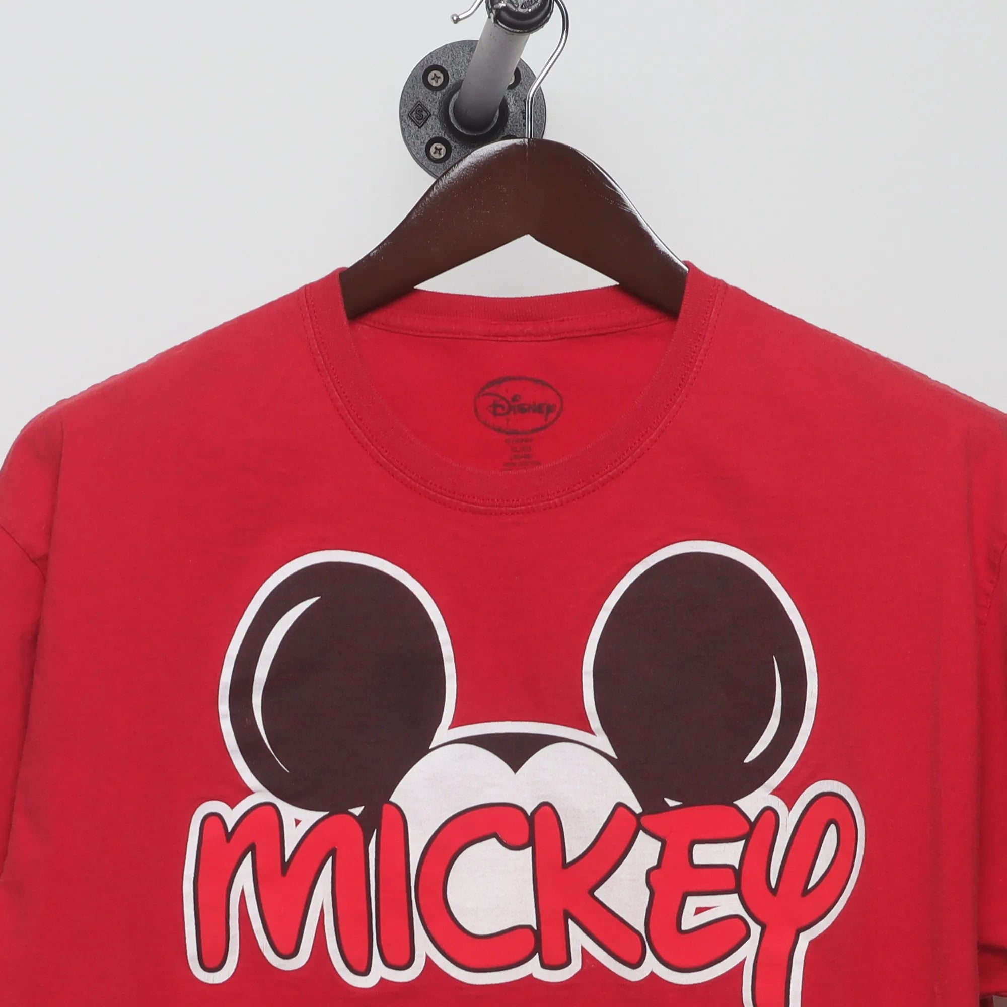 Close-up of the collar and tag on the Modern Disney Mickey Mouse Graphic T-Shirt L
