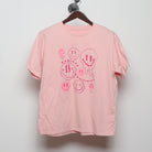 Front view of Modern Drippy Smiley Face Graphic Tee L