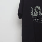 Close-up of the sleeve on the Modern Join or Die Ben Franklin T-Shirt L