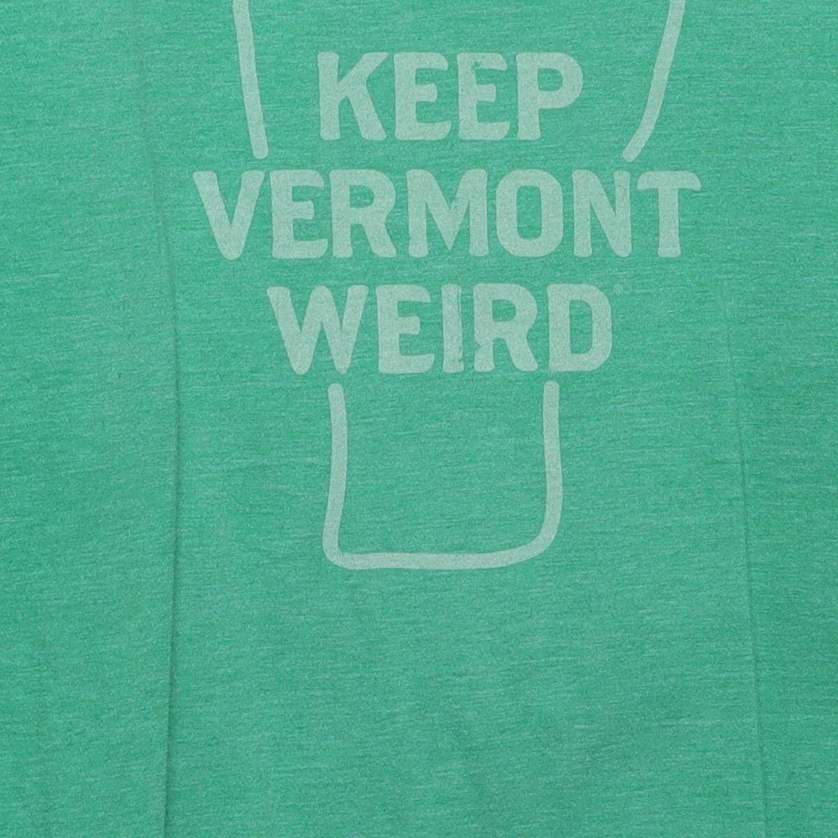 Close-up of the main graphic on the Modern "Keep Vermont Weird" T-Shirt - L